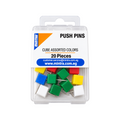 Elite Stationery House Mintra cube push pins in assorted colors, 20-piece set in a clear plastic storage box.