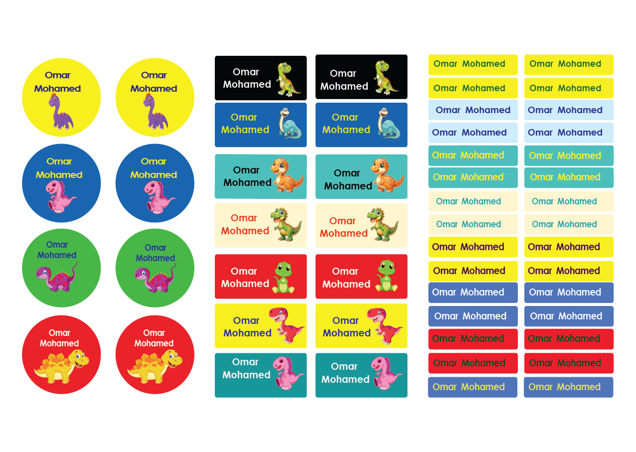 Dino Name Tag Stickers