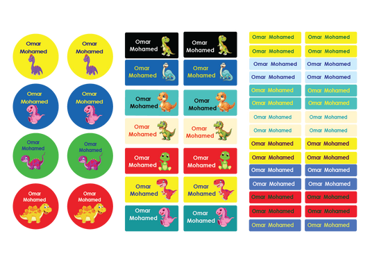 Dino Name Tag Stickers