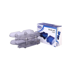 Elite Stationery House MAS 824 two-tier document tray in a translucent smoking grey finish with its product box