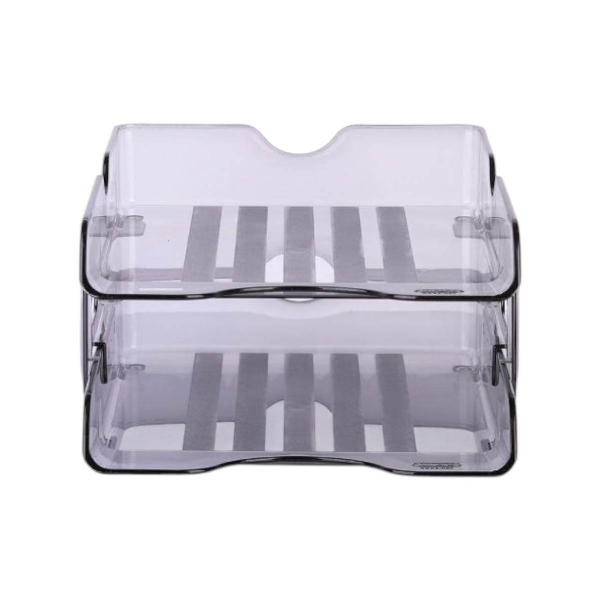 Elite Stationery House MAS 824 two-tier document tray in a translucent smoking grey finish for office organization