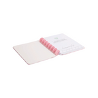 Elite Stationery House Talia A5 hardcover notebook with pink disc binding and lined pages on a white background