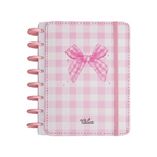 Elite Stationery House A5 Talia hardcover notebook with a pink gingham pattern and a central bow illustration.