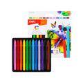 Elite Stationery House Deli-EC20000 triangular plastic crayons in a 12-color set with ergonomic grip and tray