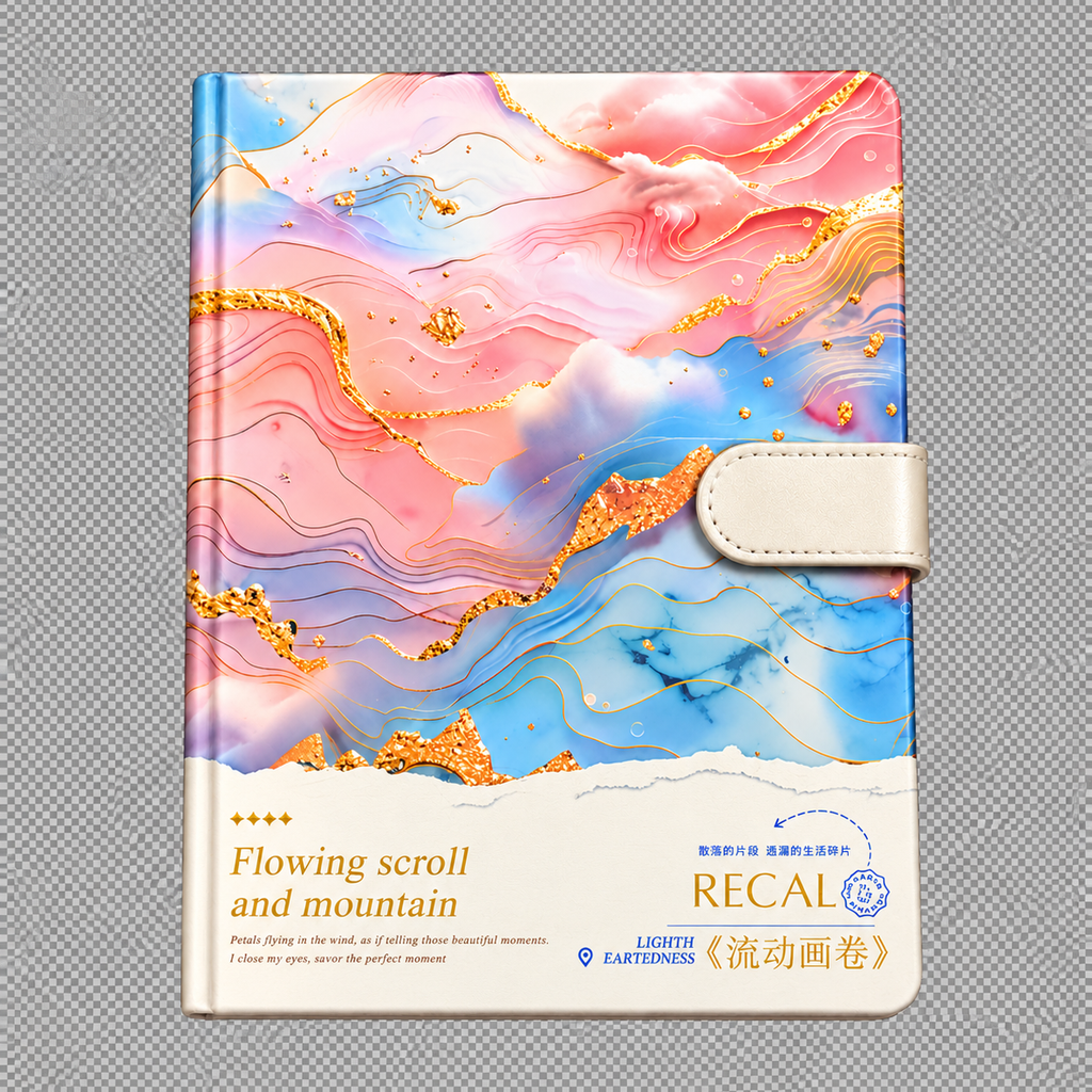 80 Sheets SIMBA A5 Hard Cover Magnetic Closure – Pastel Marble with Gold