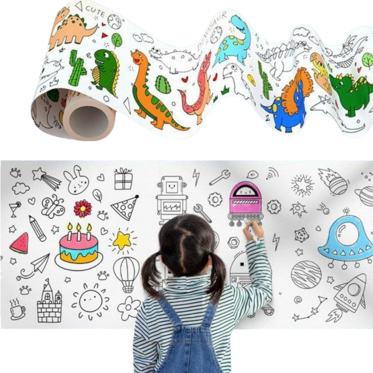 Wall Collage Kit with Coloring Paper, Glue and Drawing Sheets for Kids 3m