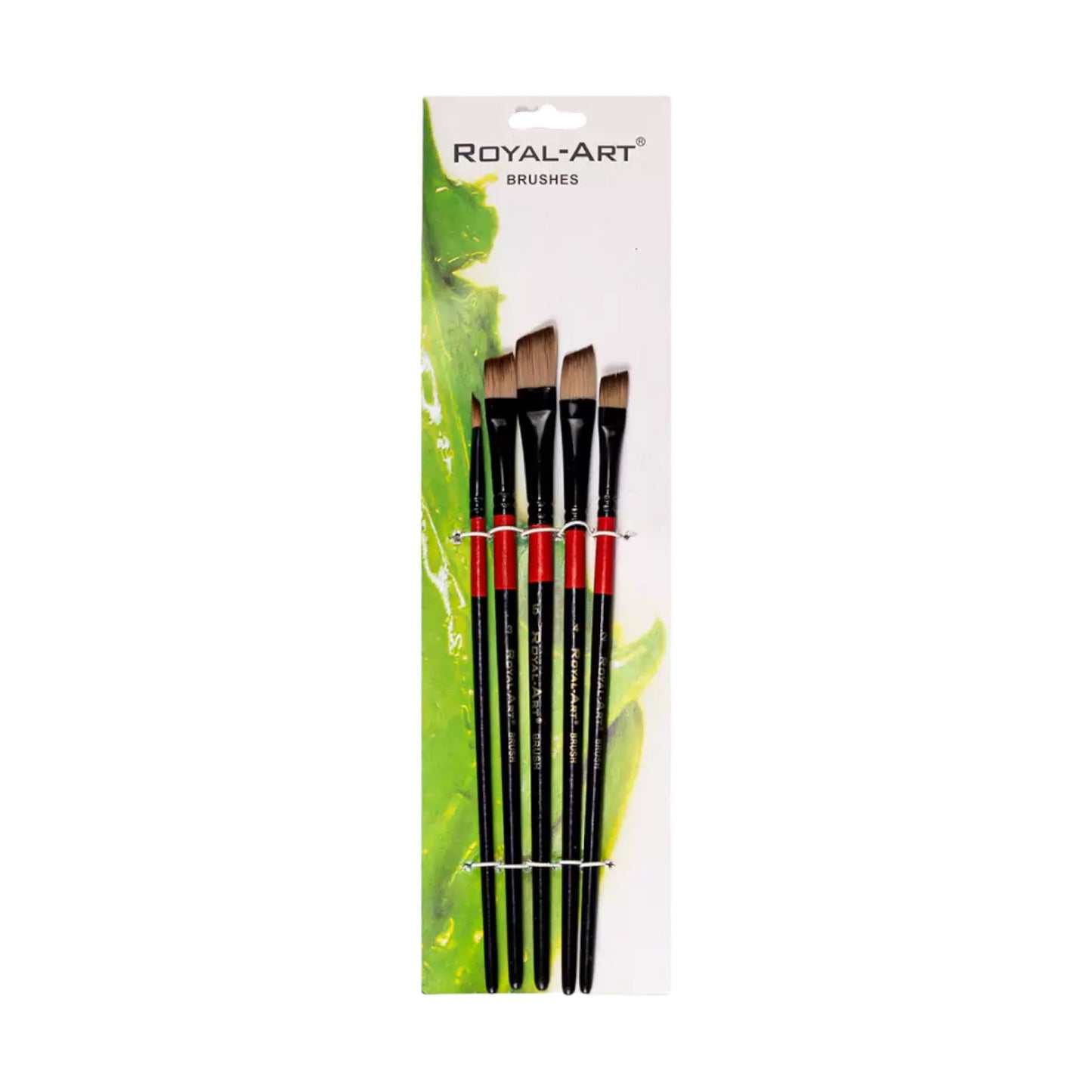 Beveled Paint Brush Set, 5 Brushes, Red * Black 388