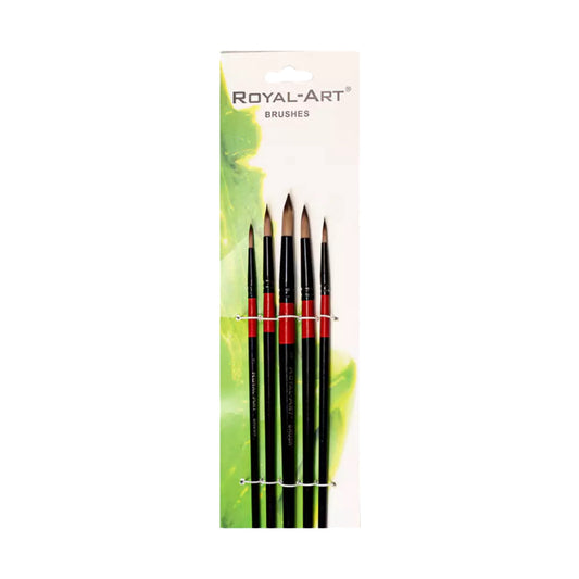 Round Paint Brushes Set, 5 Brushes, Red * Black 385