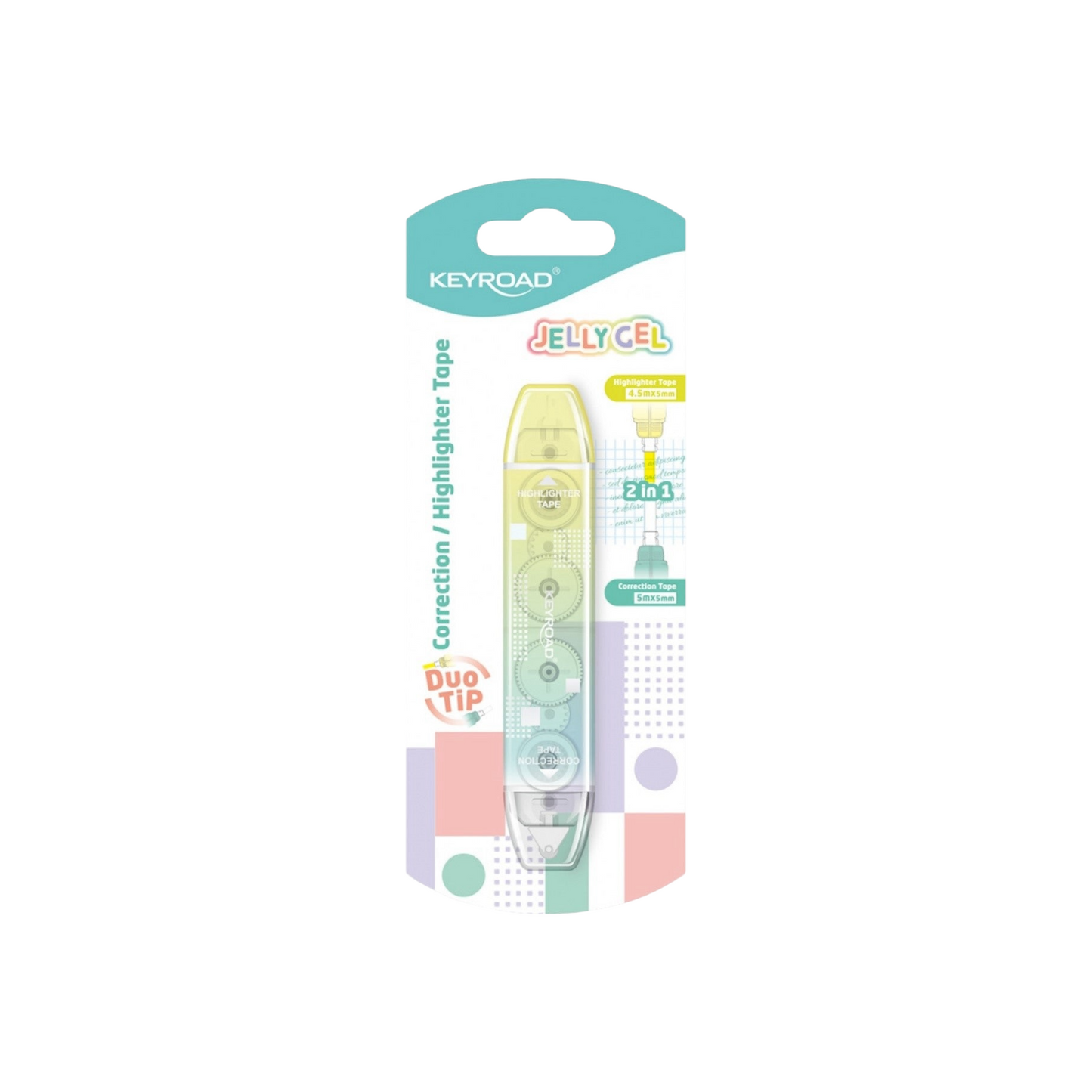 Keyroad Correction Tape 5 mm × 5 m + Highlighter 5 mm × 4.5 m 2×1, 1 Piece on Card
