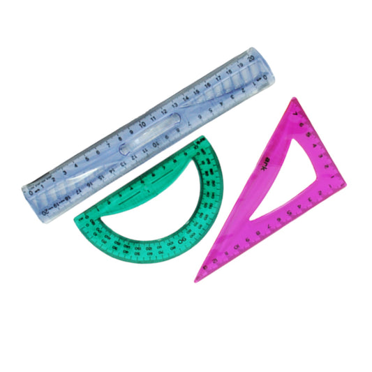 Engineering Set  Ark 3 Pcs Ruler 20 Cm  Protractor Triangle