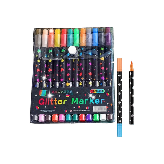 Dual Tip Glitter Markers Pens 24 Colors