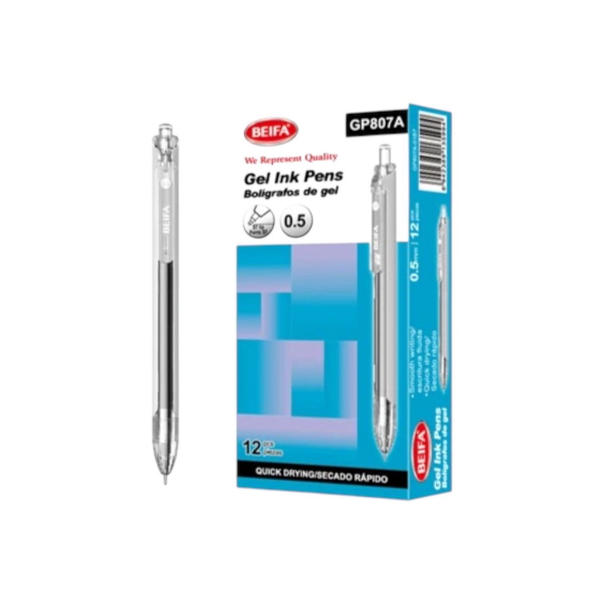 Beifa Fast-Drying Blue Gel Pen 0.5mm – Model GP807A-02B7 - 1 Pen
