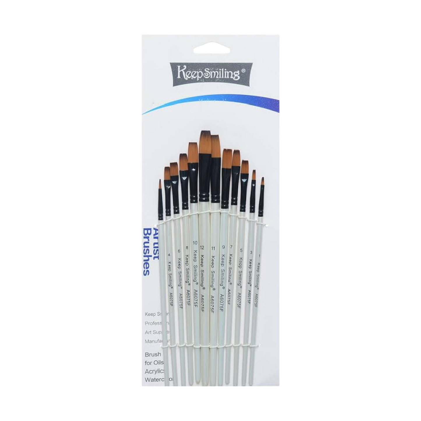 Straight Paint Brushes With Wooden Handle Paint Brush Se Set of 12 (A6075F)