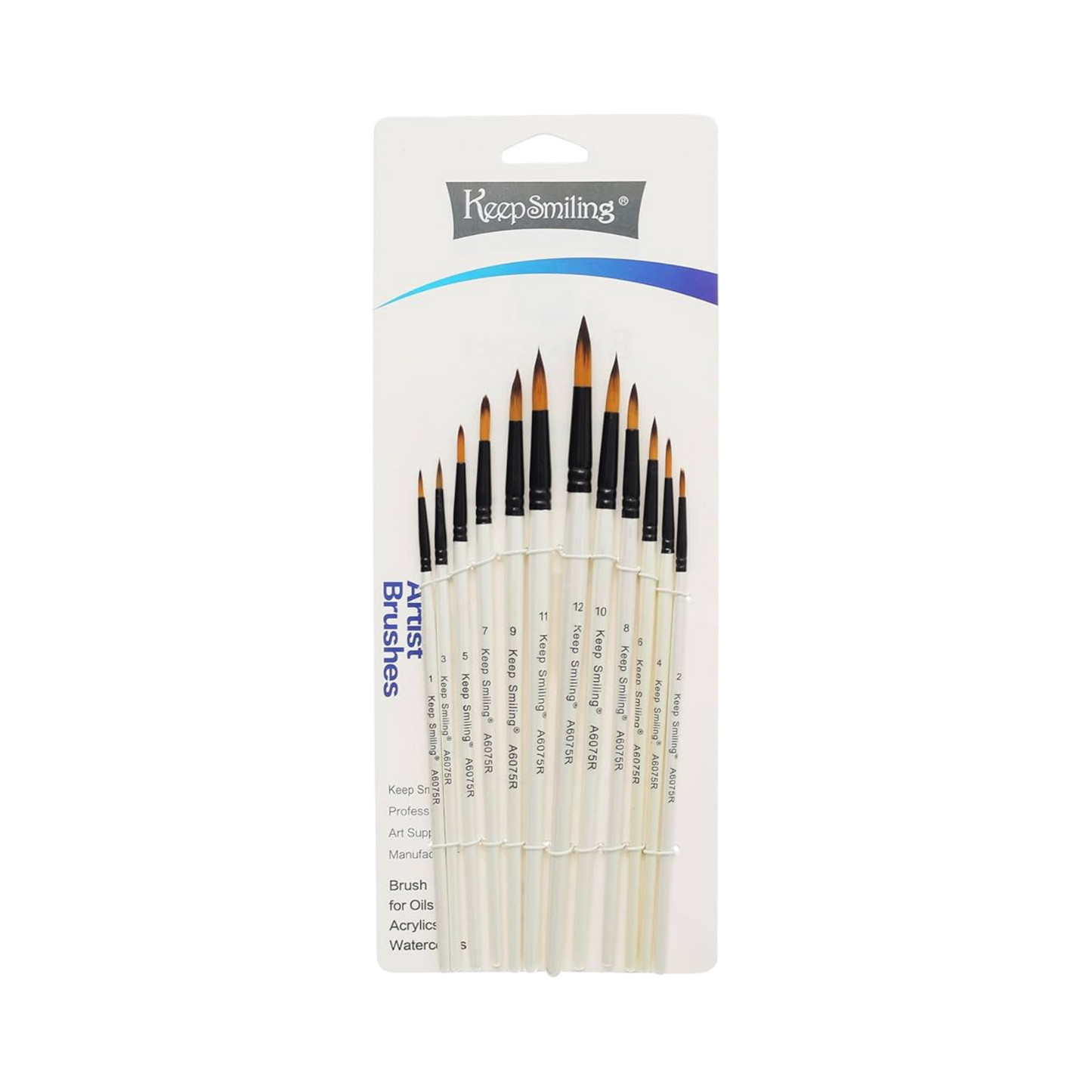 Keep Smiling Set of 12 Brush Long Handel Fiber Brush - No:A6075R