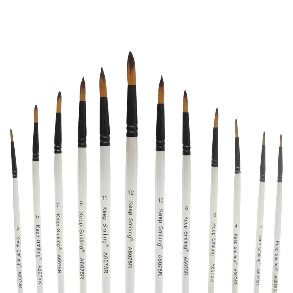 Keep Smiling Set of 12 Brush Long Handel Fiber Brush - No:A6075R