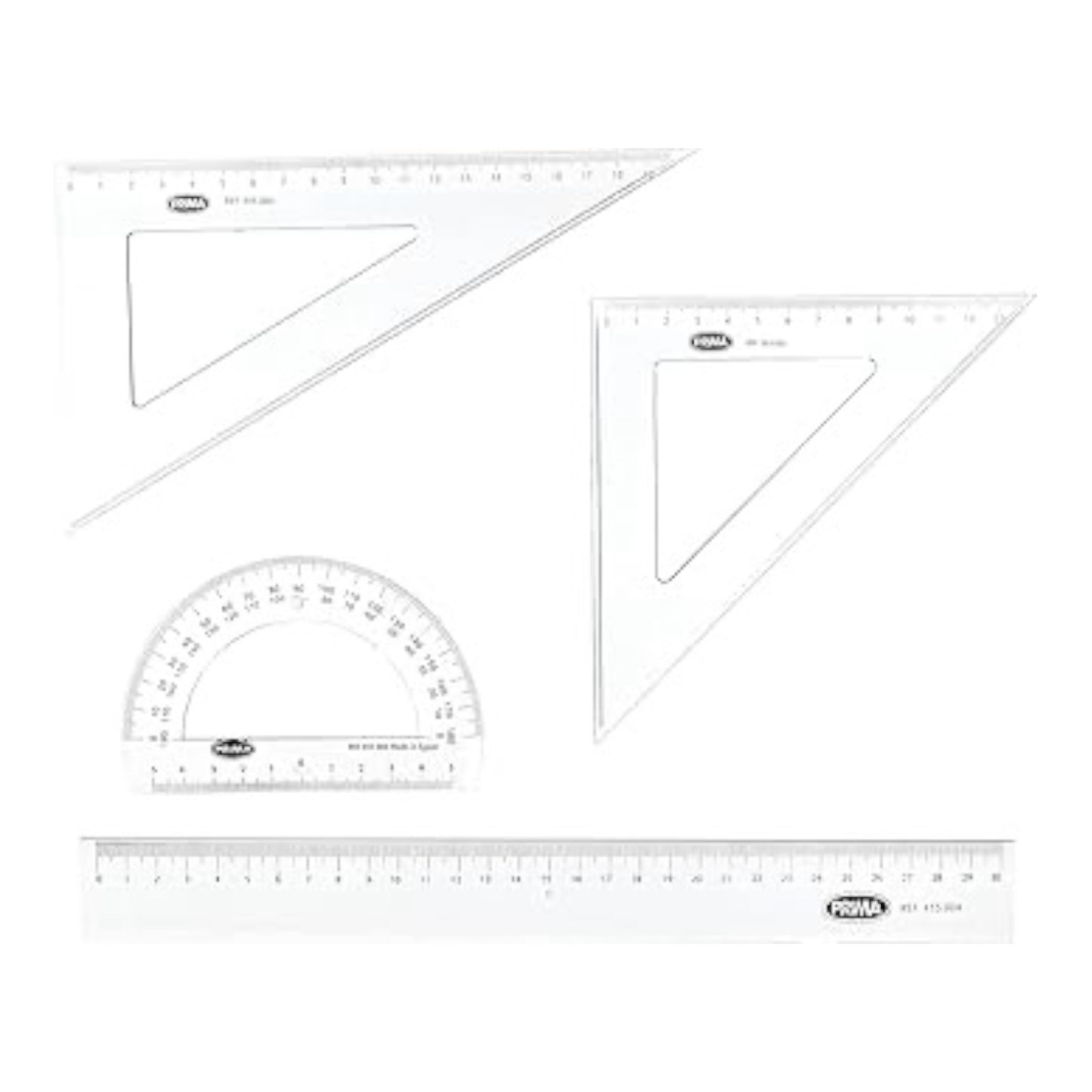 Rotring Geometric Ruler Set 2 Triangles, Protractor And Ruler 20cm