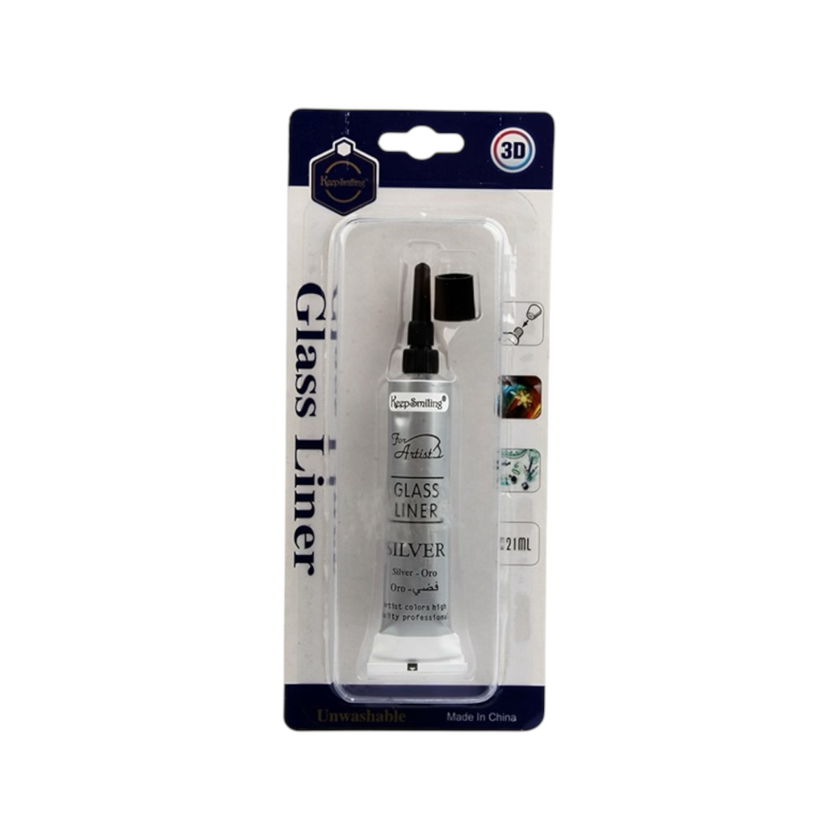 Glass Liner 21 ml Tube – Keep Smiling Sliver & White