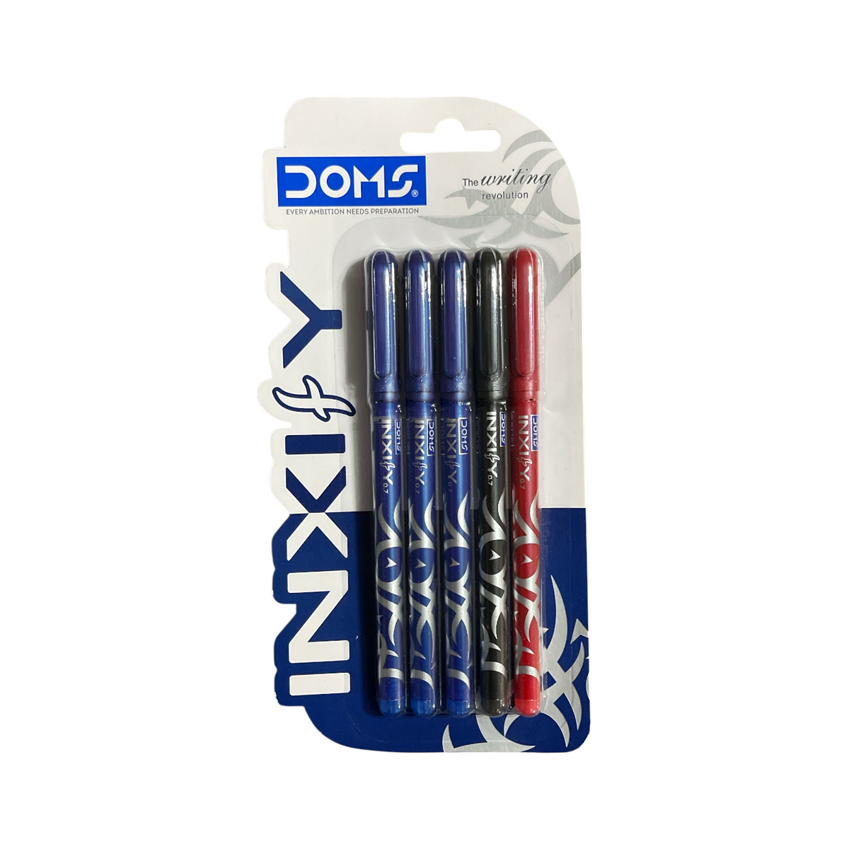 Doms 0.7mm Needle Tip 3 Blue +1 Black +1 Red Pens