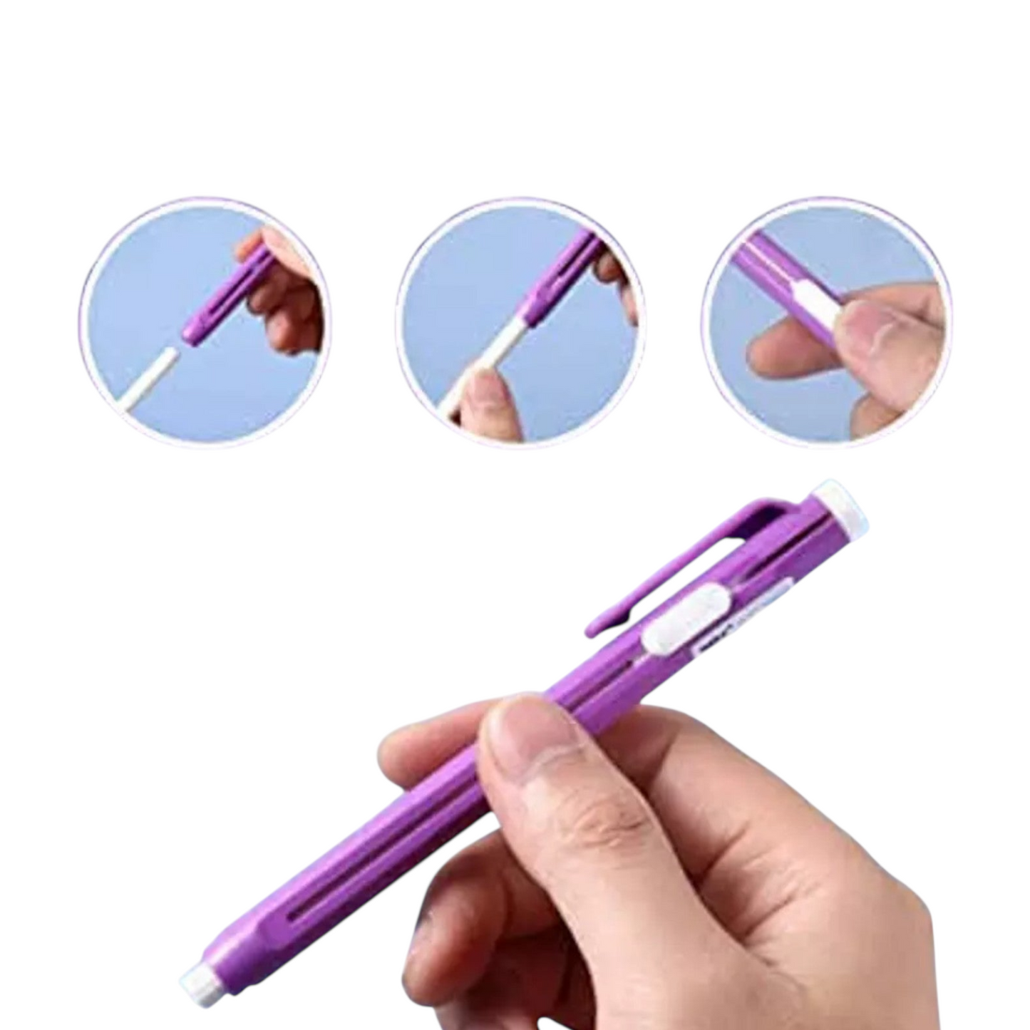 Retractable Click Eraser Pen Shell + Eraser, Mechanical Eraser Pencil