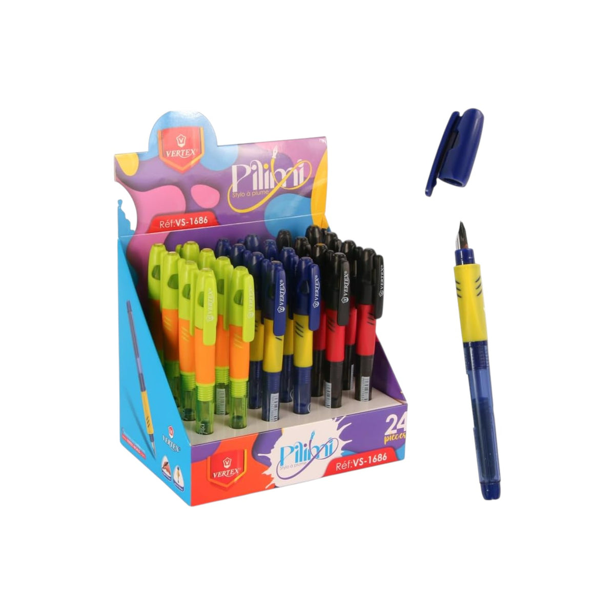 Vertex Long Blue Ink Pen VS-1686, Stand Smooth Writing - 1 Pen