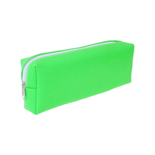 Artificial Leather Zippered Pencil Case Neon Colors