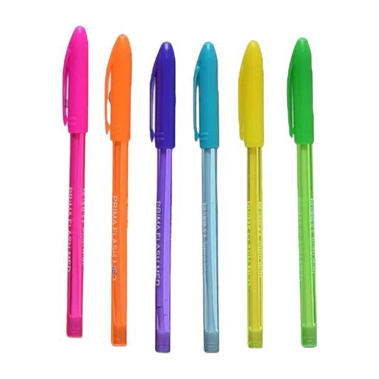 Prima Neon Ballpoint Pen, Set Of 6 Assorted Colors