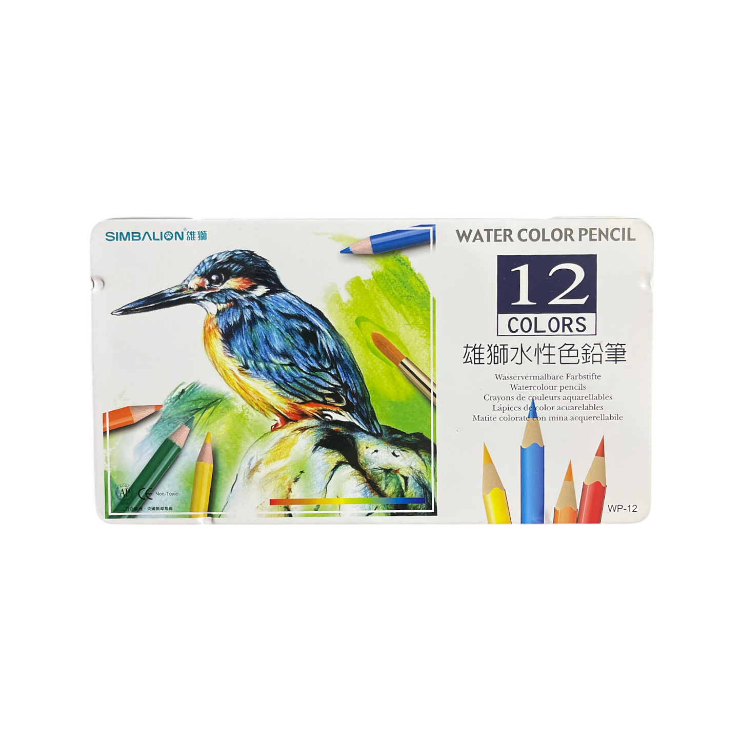 Water Color Pencils 12 Colors in metal box - Simbalion WP-1201