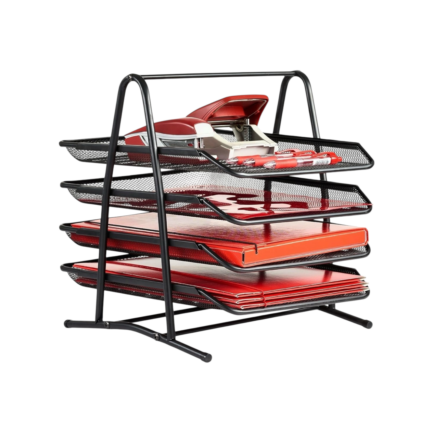 Desk Deposit Tray 4 Layer, A4 Letter Paper Mesh Storage Organizer