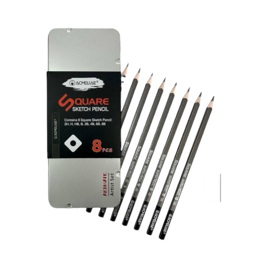 Acmeliae Hexagonal Pencil Set – 8 Pencils – Tin Box – Grades 2H to 8B – Model 43003