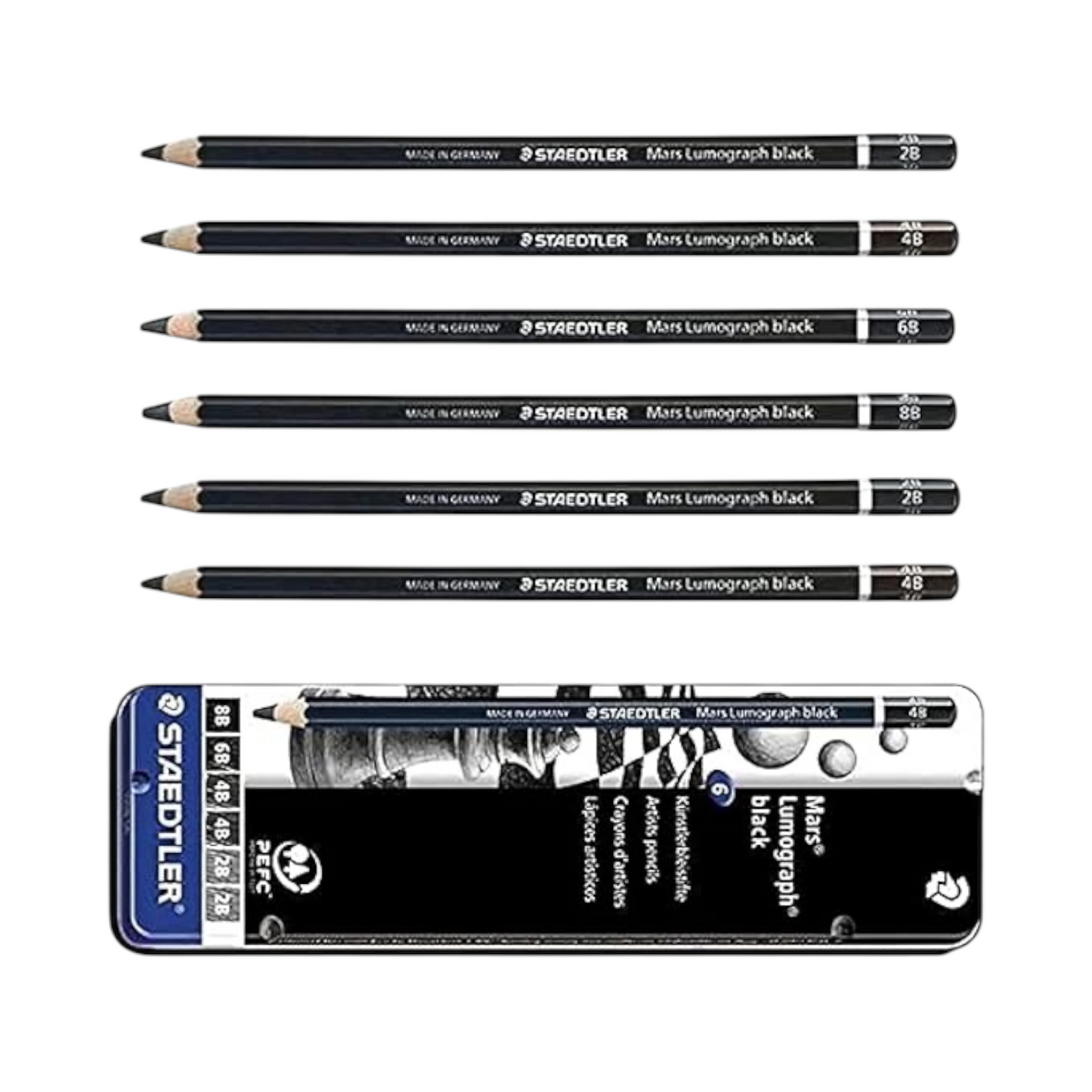 STAEDTLER Grade 6 Pencil Set, Metal Stapler - Black