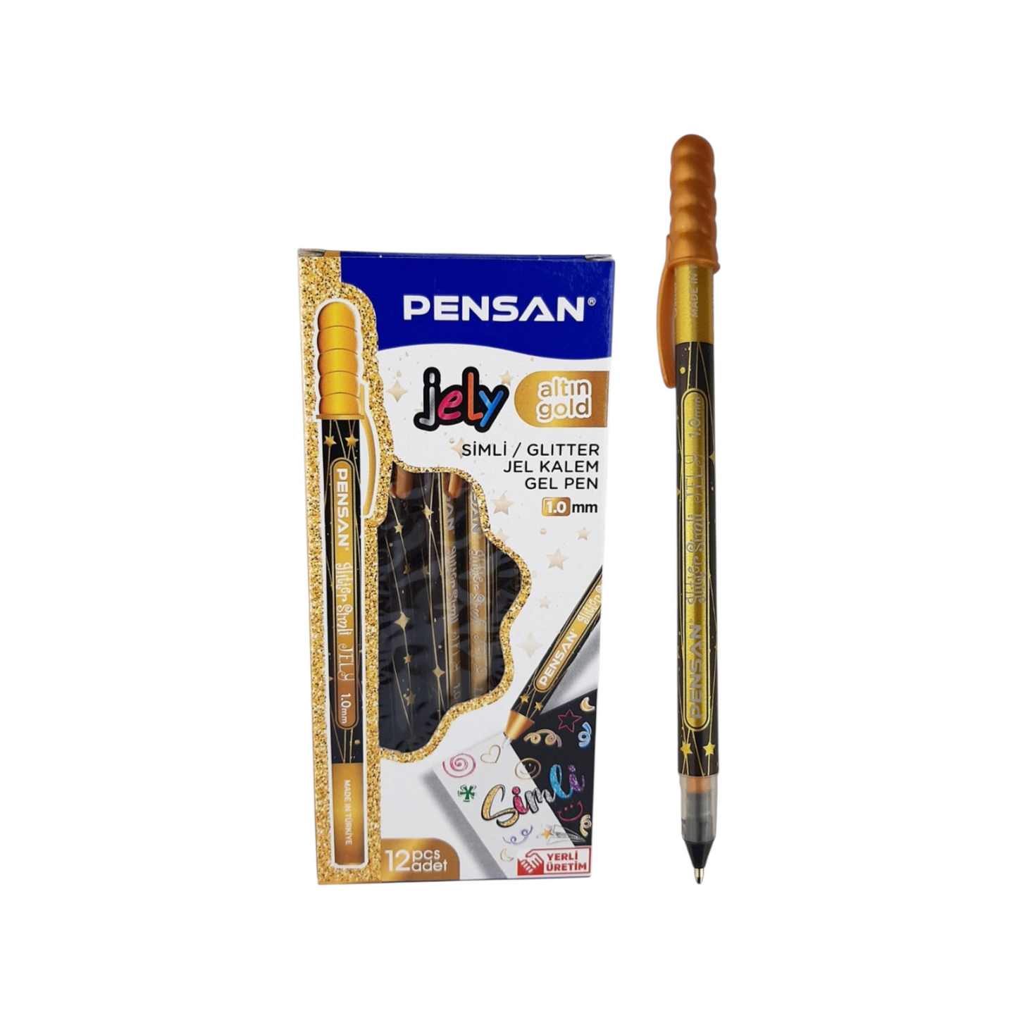 Pensan Glitter Jely  pen 2801, set of 12 pens – 1 mm