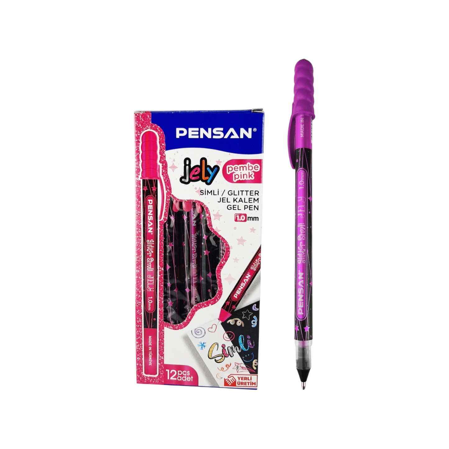Pensan Glitter Jely  pen 2801, set of 12 pens – 1 mm