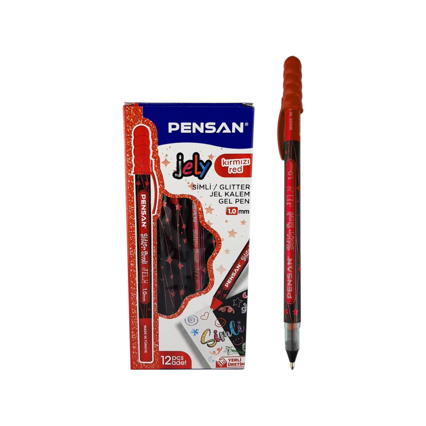 Pensan Glitter Jely  pen 2801, set of 12 pens – 1 mm