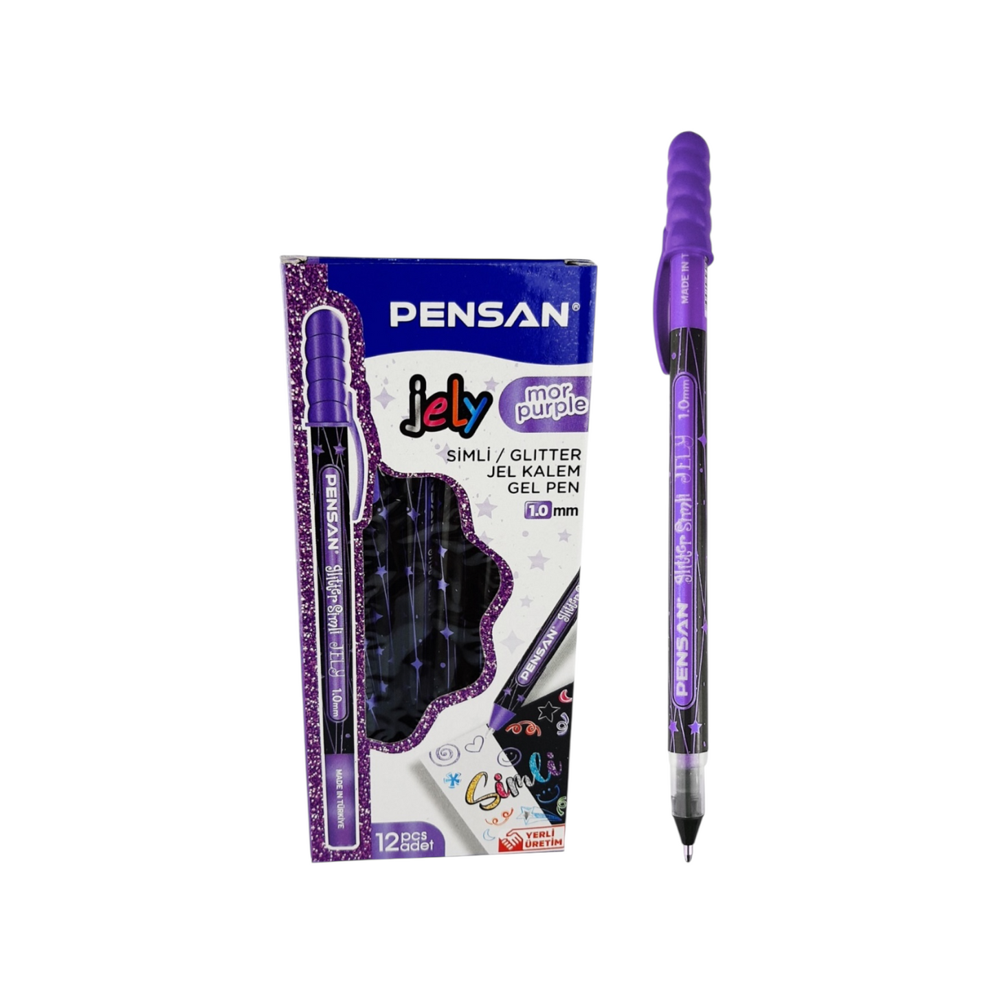 Pensan Glitter Jely  pen 2801, set of 12 pens – 1 mm