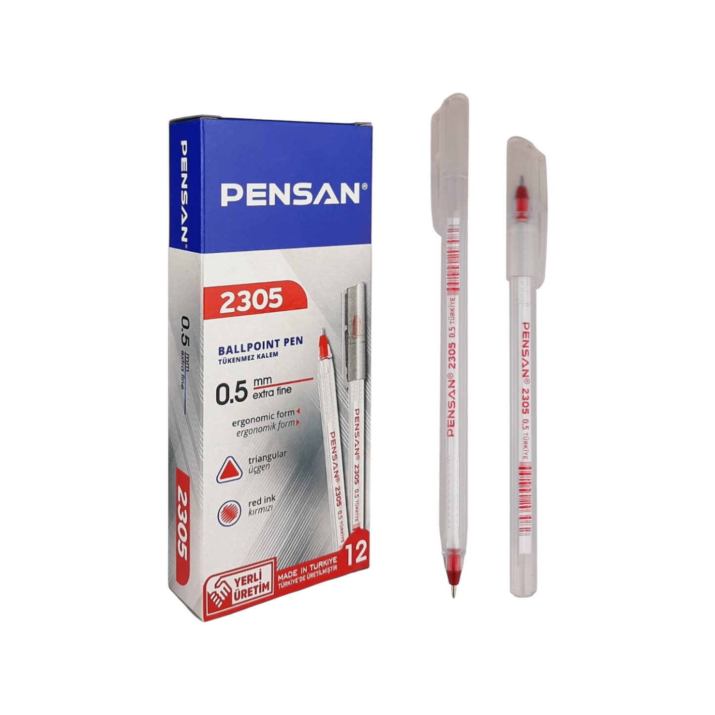 Pensan 2305 – 0.5 mm. Ballpoint Pen – Pack of 12-Multicolor