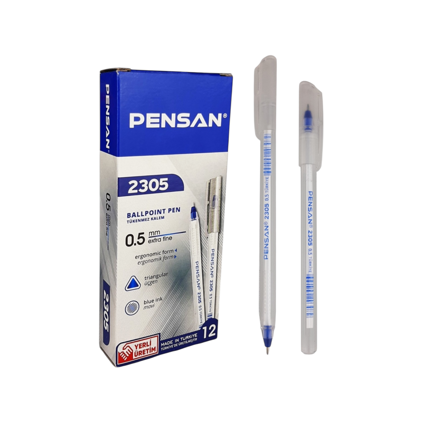 Pensan 2305 – 0.5 mm. Ballpoint Pen – Pack of 12-Multicolor