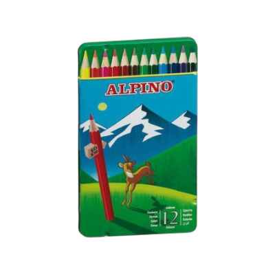 Alpino 12 colored pencils in a metal box