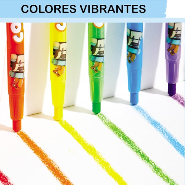 Deli Twistable Crayon Round Barrel, Full Length, 12 Colors, Smooth & Non-Toxic