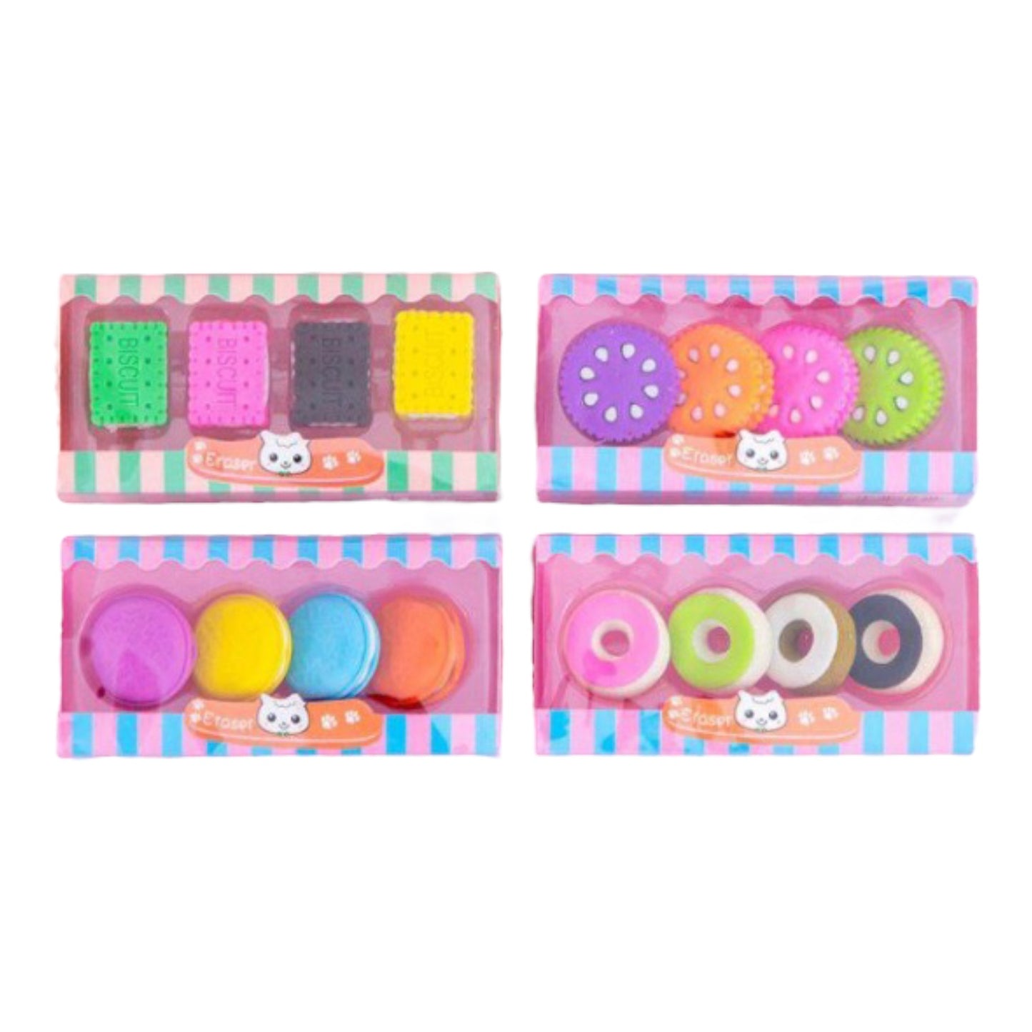 4 Pieces /Pack Cute Dessert Eraser Set Rubber