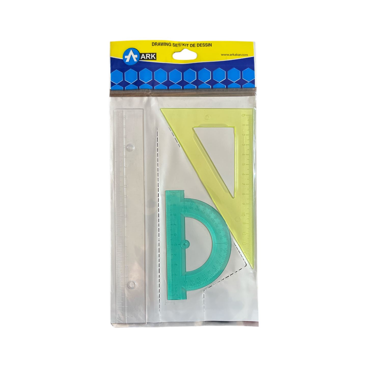 Engineering Set  Ark 3 Pcs Ruler 20 Cm  Protractor Triangle