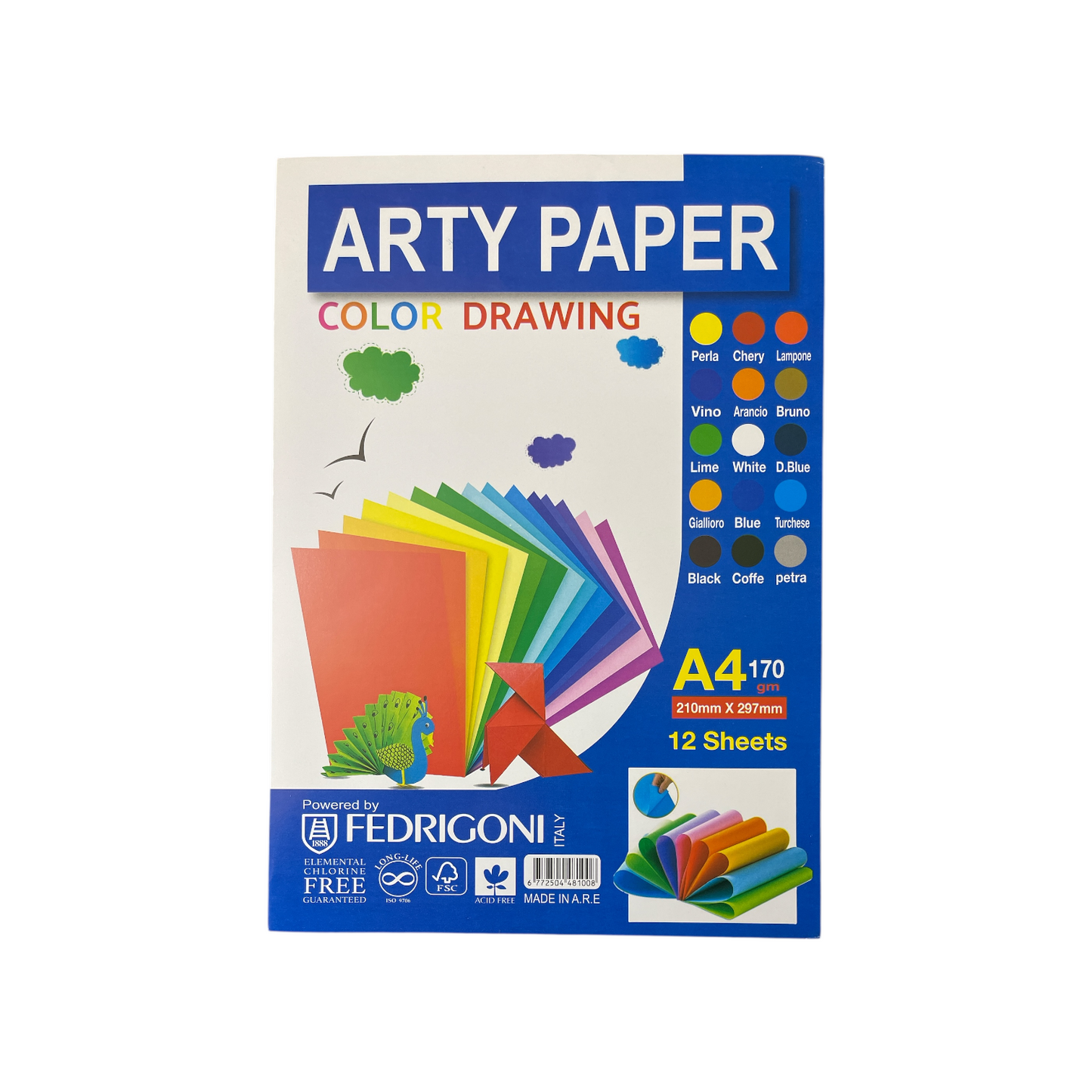 Arty Paper A4 - 12 Sheets Double Sided 170 Grams- 3 Multicolor Colors