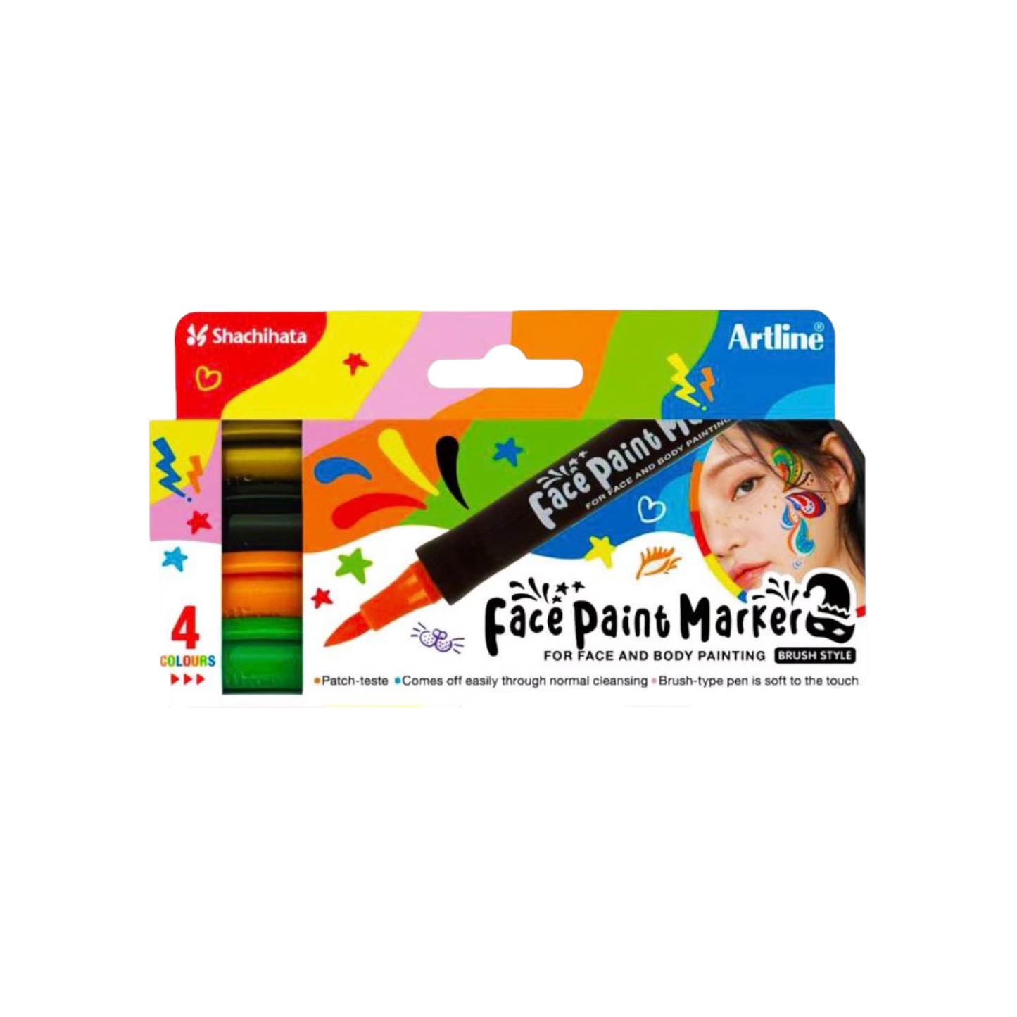 4 Color Face & Body Pen Multicolor Set Art Line