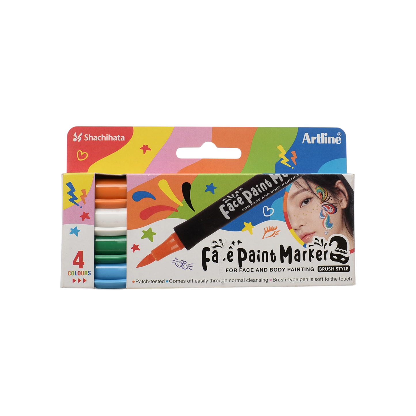 4 Color Face & Body Pen Multicolor Set Art Line