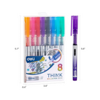 Deli 8 Pieces Rolling Ball Pens, 0.5 mm Extra Fine Point Pens
