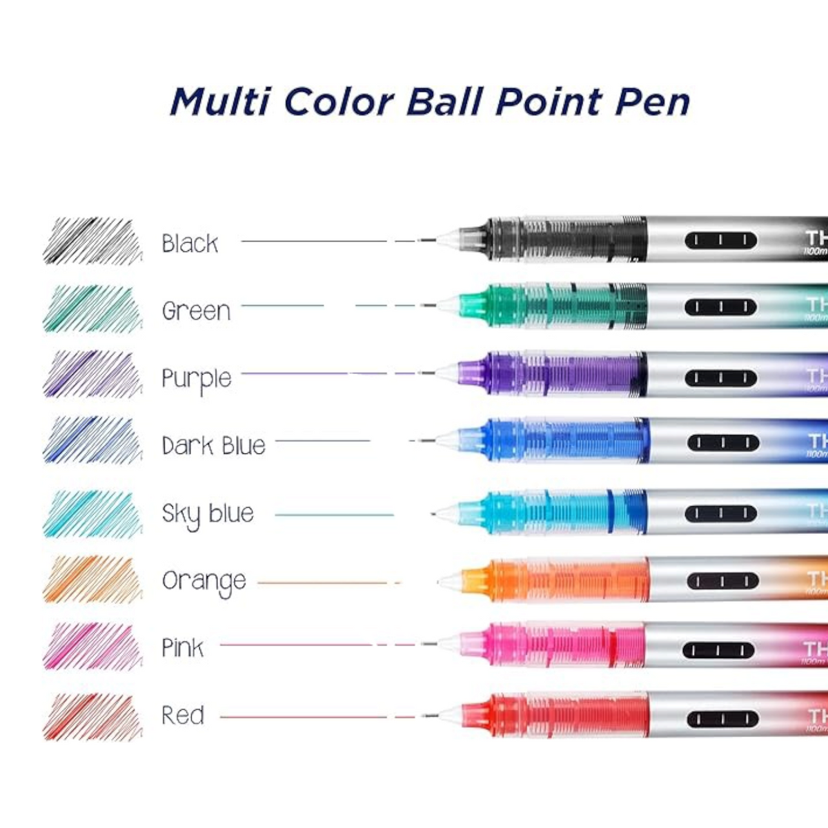 Deli 8 Pieces Rolling Ball Pens, 0.5 mm Extra Fine Point Pens