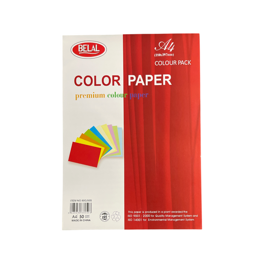 Belal 80GSM Coloured Paper - 50 Sheet Pack