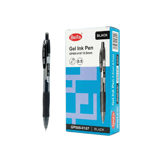 Beifa Quick-Dry Red Gel Pen 0.5 mm with Click Mechanism – Model GP805-03B7