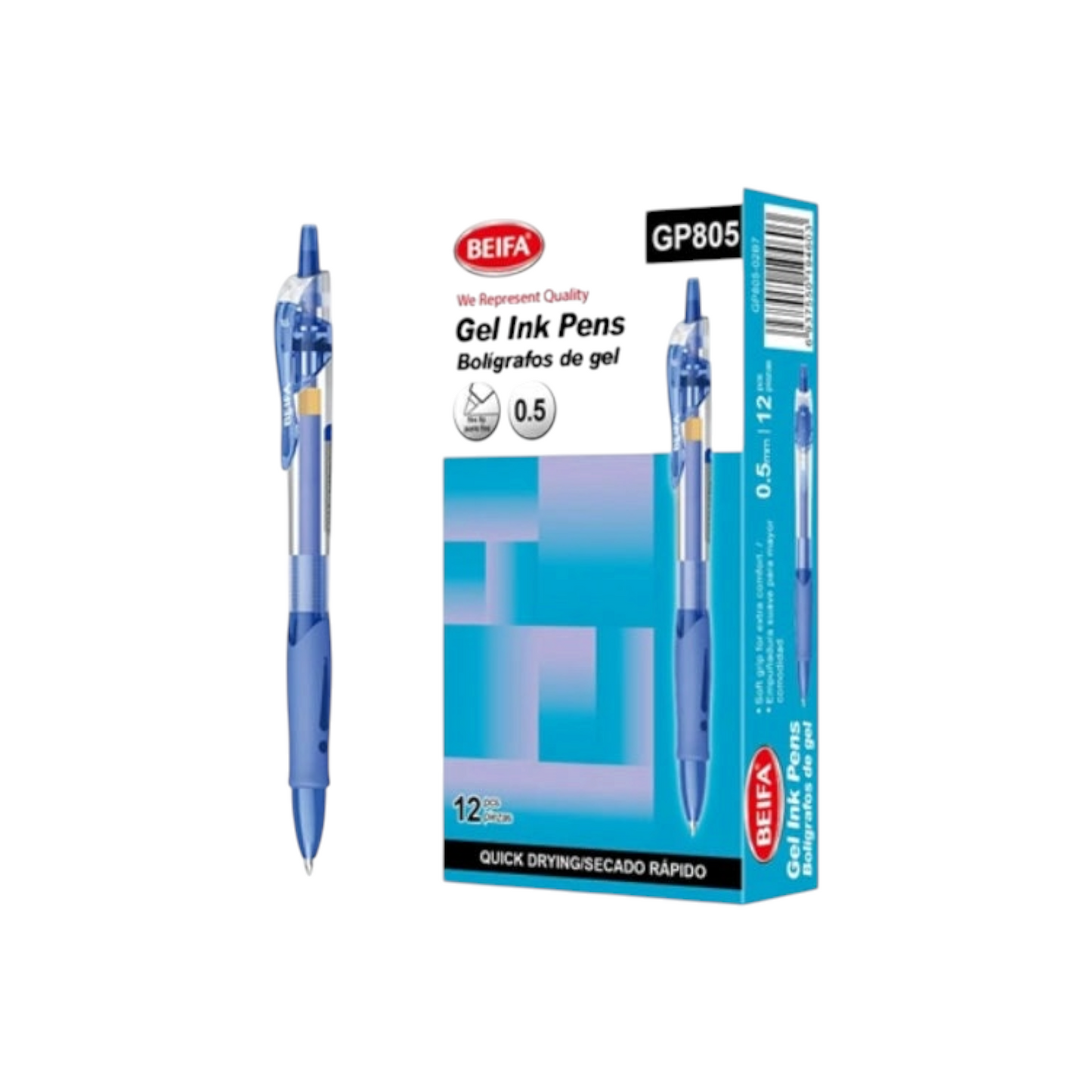 Beifa Quick-Dry Red Gel Pen 0.5 mm with Click Mechanism – Model GP805-03B7