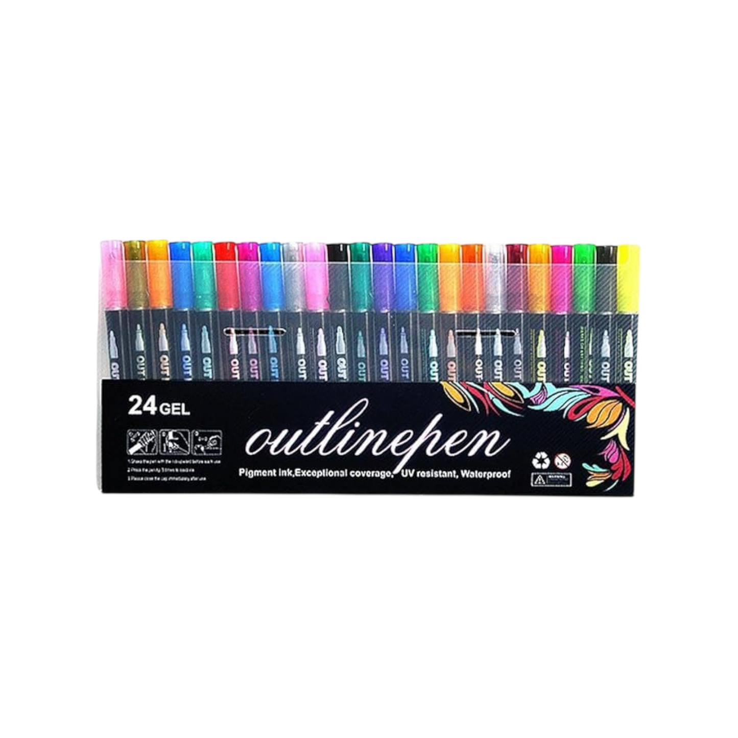 Double Line Outline Pen, Self-Outline Metallic Markers, 12 & 24 Colors