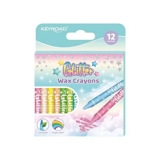 Keyroad Glitter Wax Crayons 12 Shiny Colors - Model KR972741